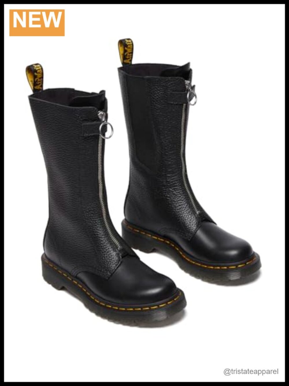 Leather Front Zip Mid Calf Combat Boots Womens Size
